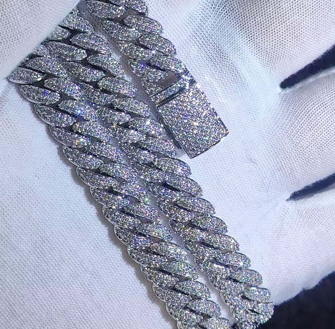 10mm iced out diamond chain GOLD AND SILVER