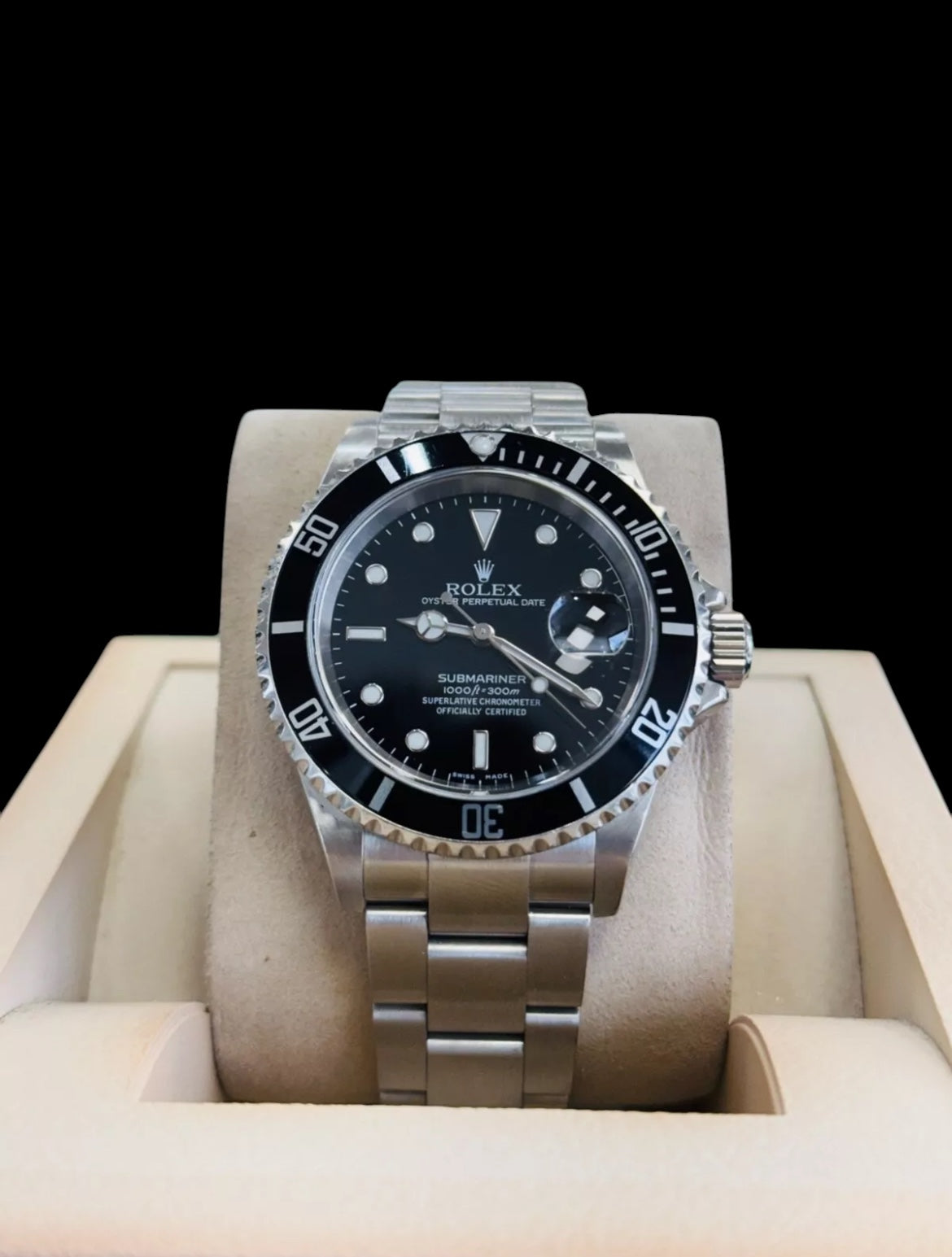 Rolex Submariner Date 16610 Oyster Stainless Steel Black Dial Men's Watch