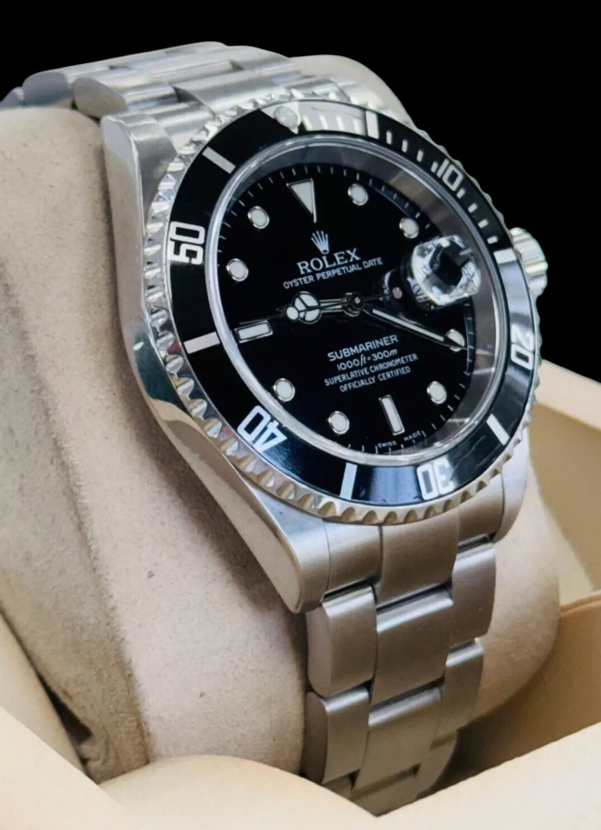 Rolex Submariner Date 16610 Oyster Stainless Steel Black Dial Men's Watch