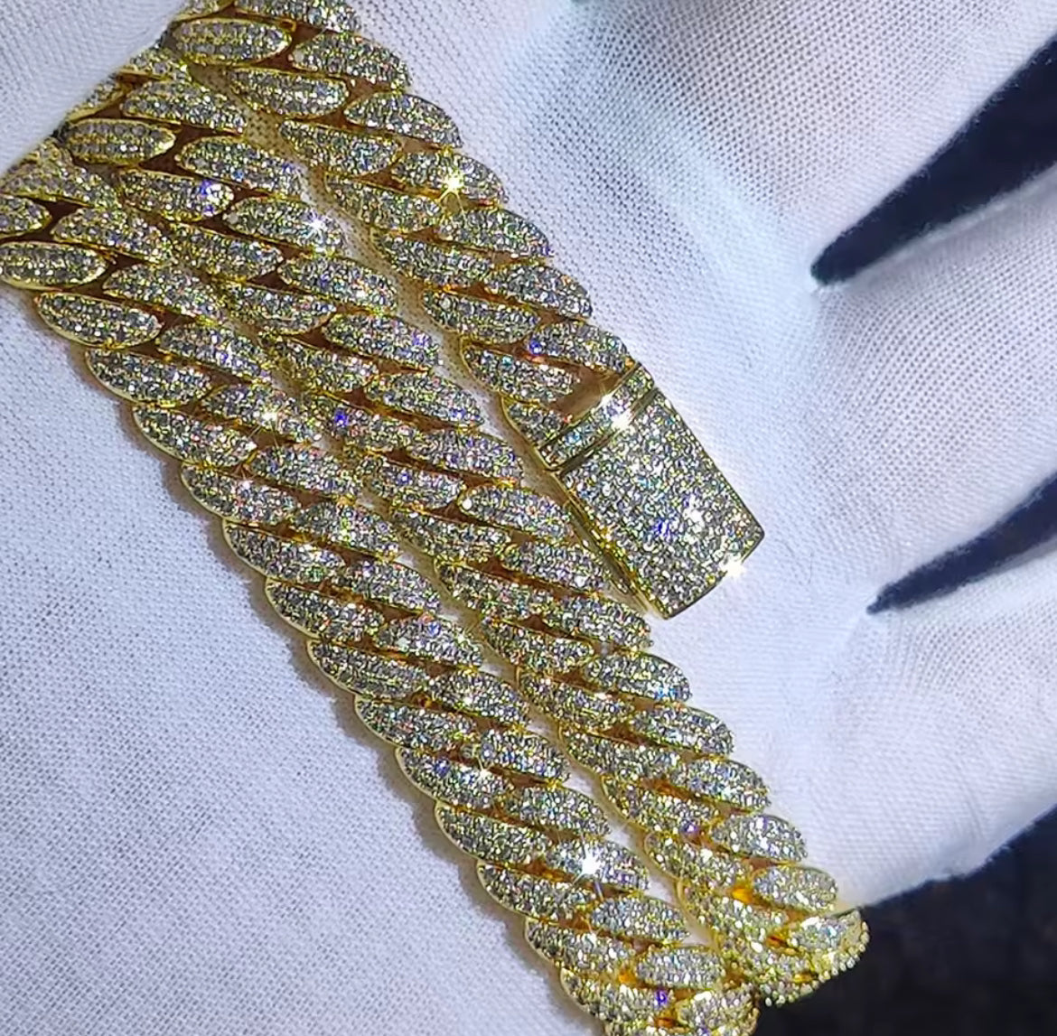 10mm iced out diamond chain GOLD AND SILVER