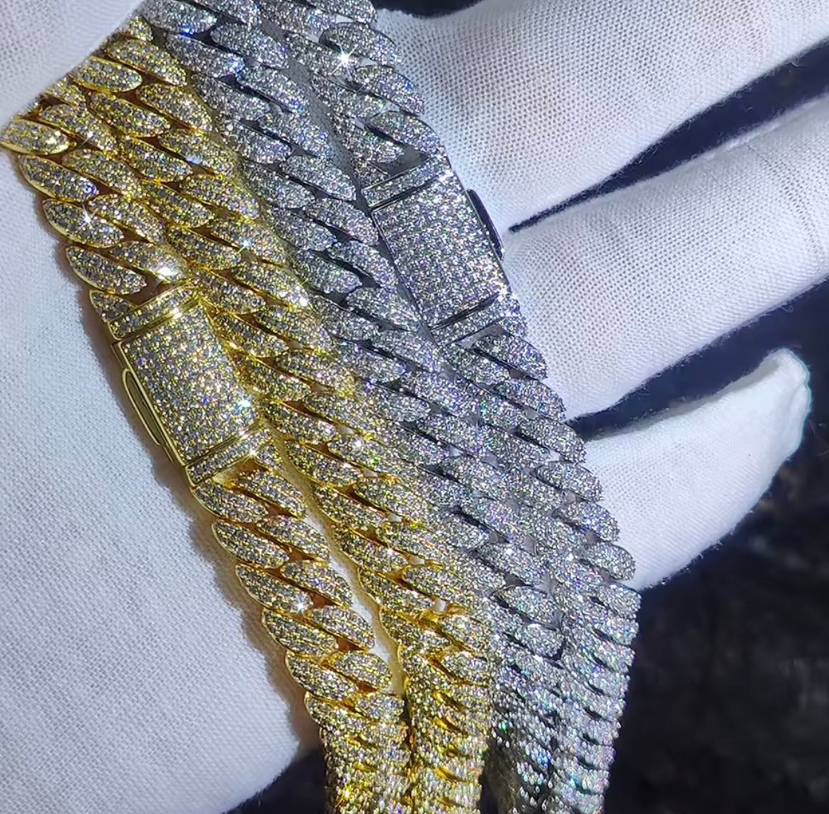 10mm iced out diamond chain GOLD AND SILVER