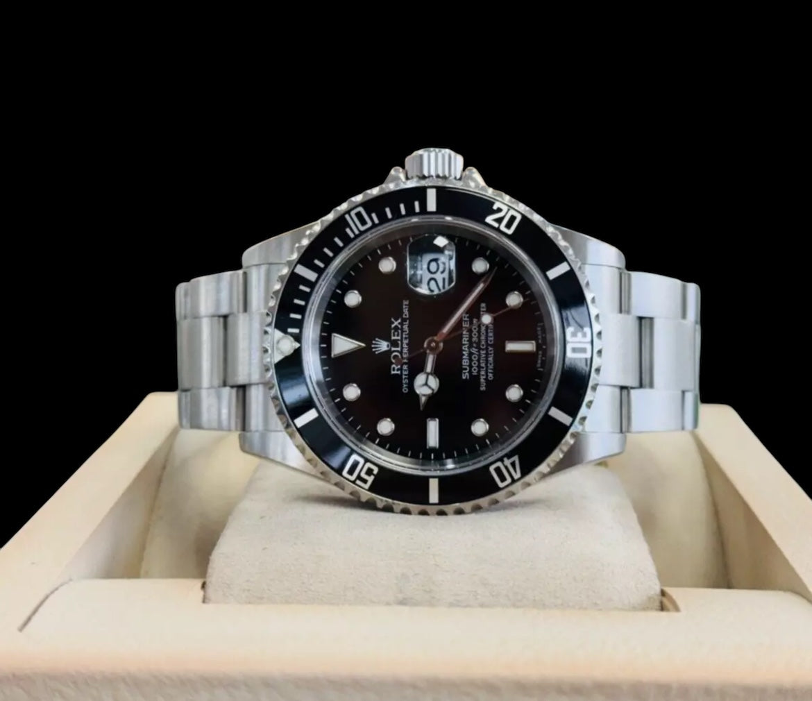 Rolex Submariner Date 16610 Oyster Stainless Steel Black Dial Men's Watch